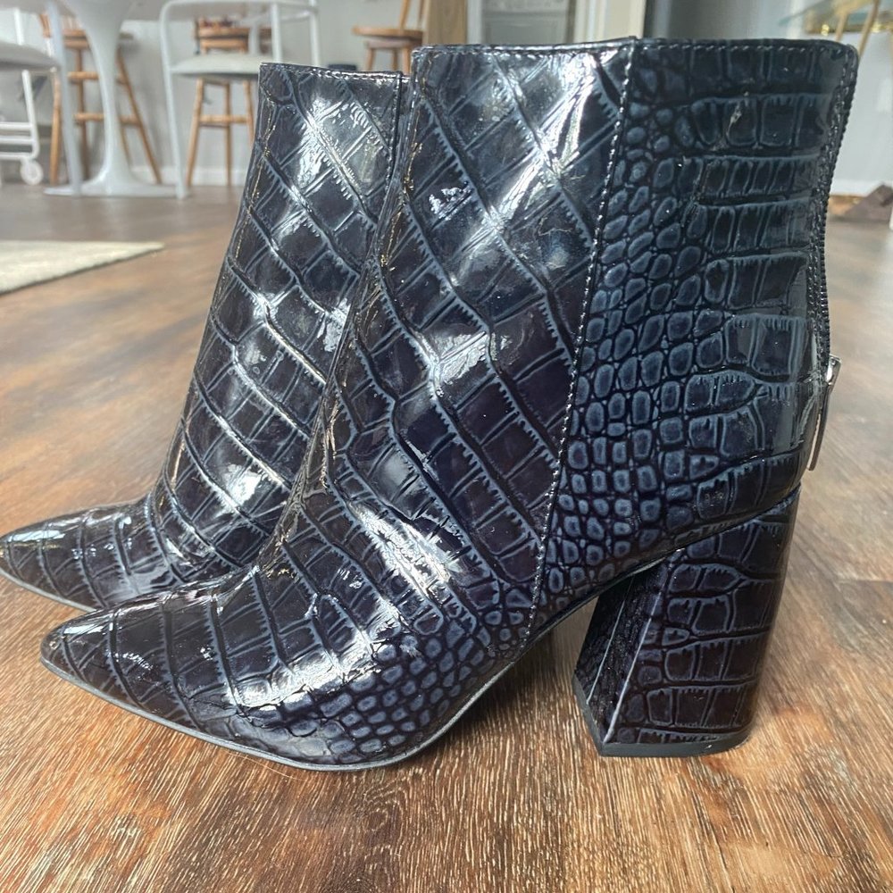 SOLD: Vince Camuto Benedie Black Patent Leather Bootie